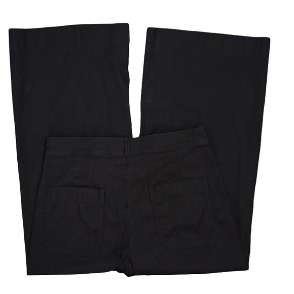 Maeve by Anthropologie Black High Waist Wide Leg Ankle Pants Linen Blend Size 33 - Picture 4 of 11